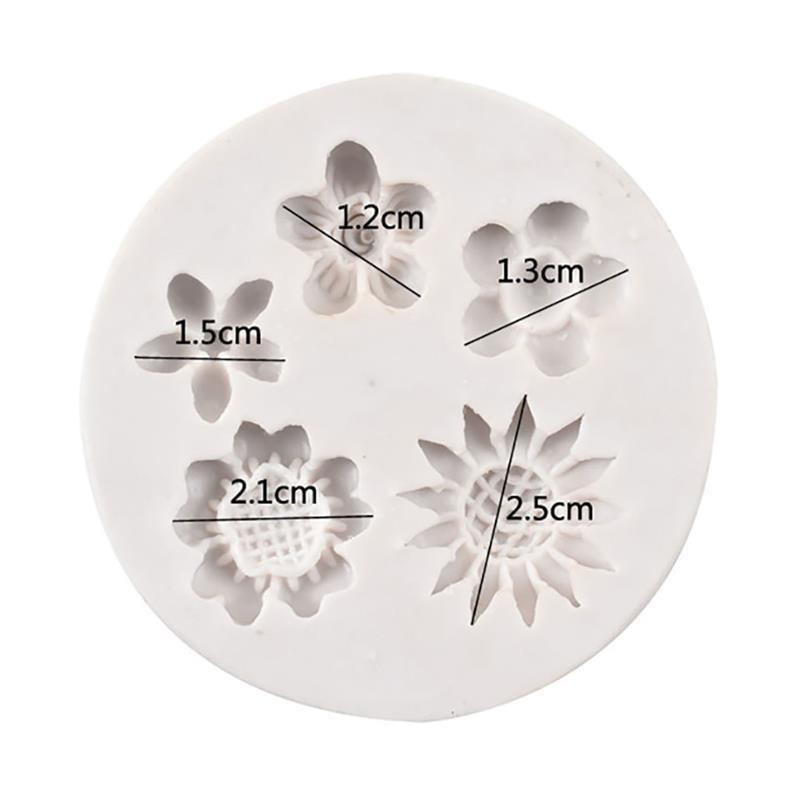 5 Cavity Different Flowers Silicone Fondant Mold