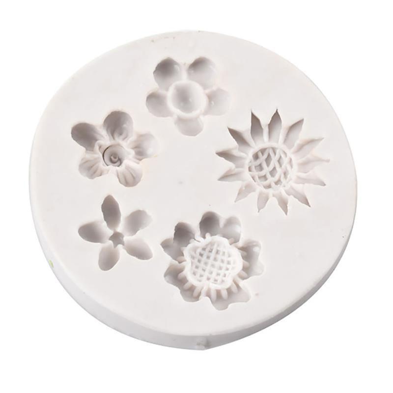 5 Cavity Different Flowers Silicone Fondant Mold