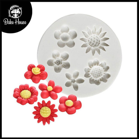 5 Cavity Different Flowers Silicone Fondant Mold