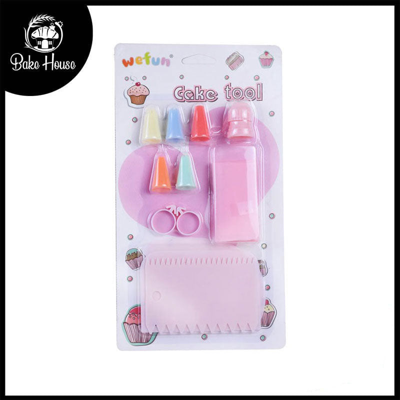 5 Nozzles Set plastic With Coupler, Icing Bag And 3 Cake Scrapers