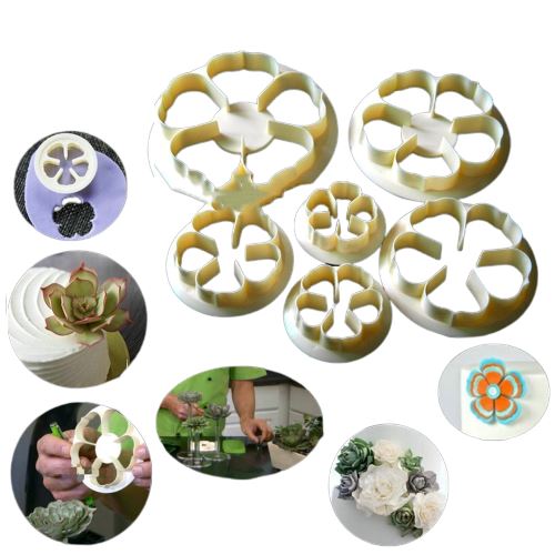 5 Petal Rose Fondant Cutter 6Pcs Set