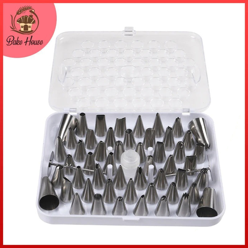 55Pcs Icing Nozzle Set Stainless Steel With 2 Flower Nails & Coupler