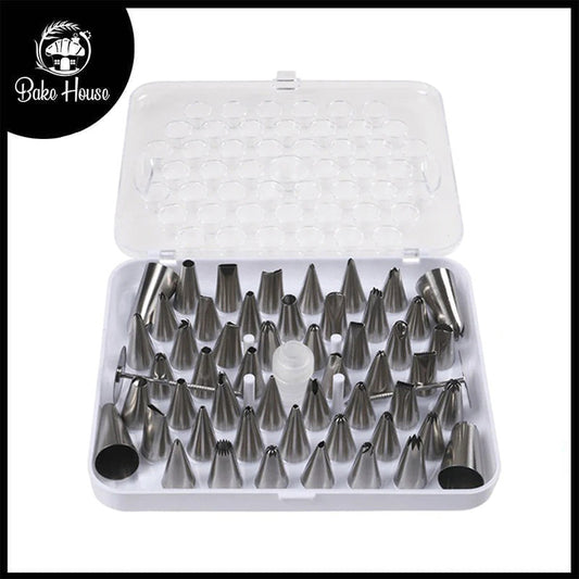 55Pcs Icing Nozzle Set Stainless Steel With 2 Flower Nails & Coupler