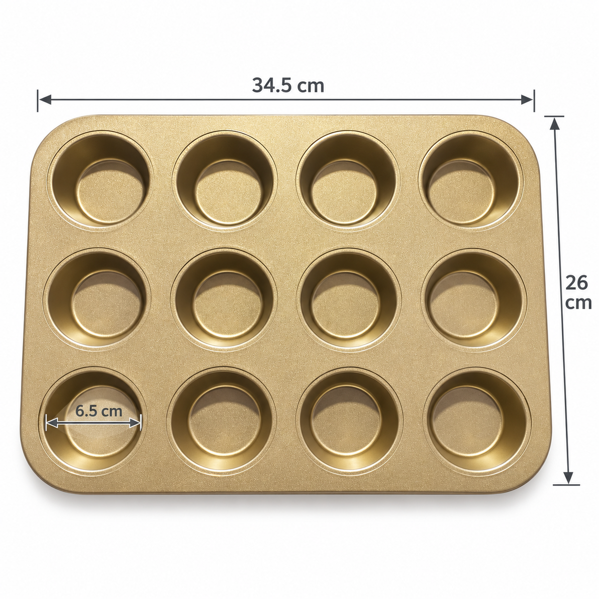 High Quality Non Stick Muffin Tray 12 Cavity Golden