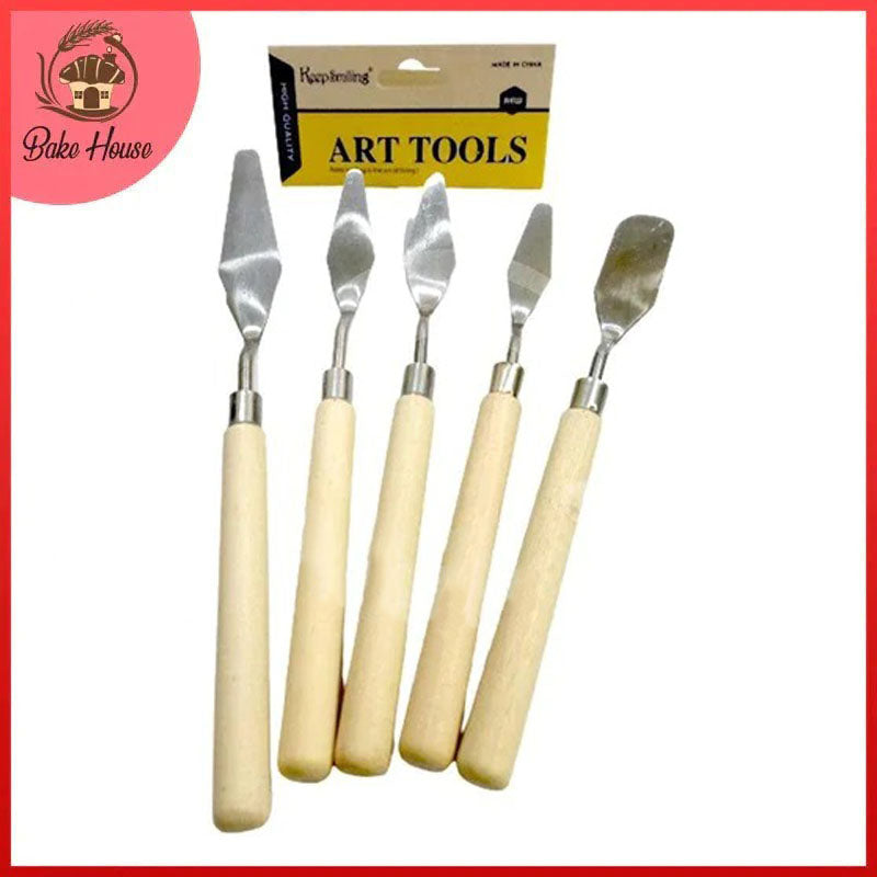 5Pcs Palette Knife Stainless Steel Wood Handle