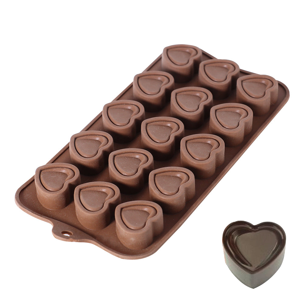Double Heart Silicone Chocolate Mold 15 Cavity Design 2