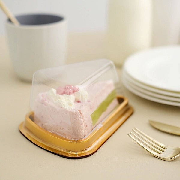 Golden Disposable Triangle Serving Cake Slice Box 5pcs Set (A05)