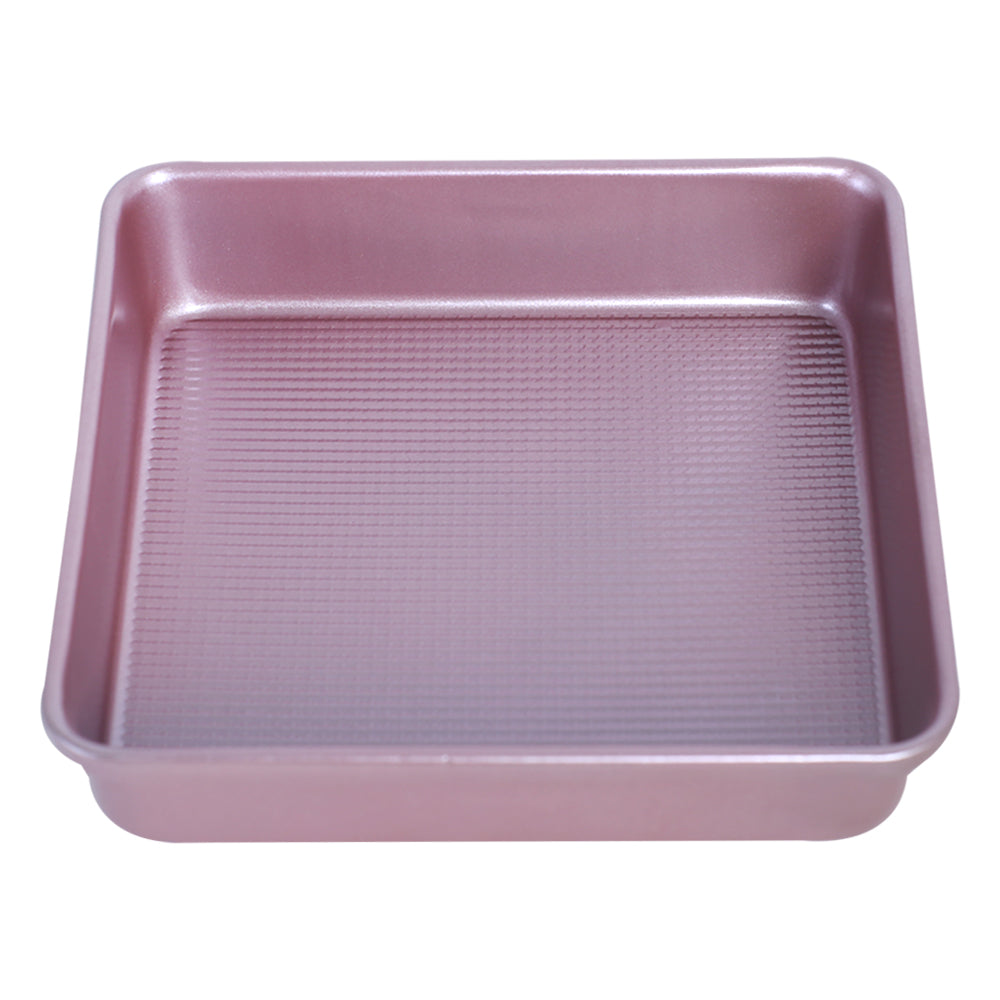 Non-Stick Square Baking Pan With A Textured Ribbed Surface 8Inch (Pink)