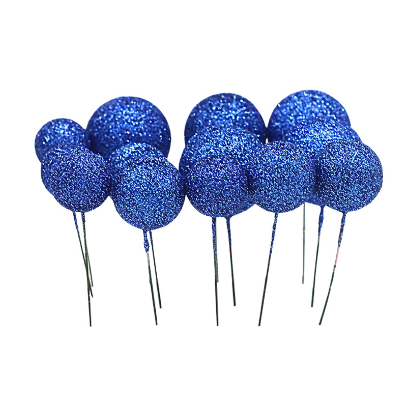 Glitter Blue Ball Cake Topper 20Pcs Set