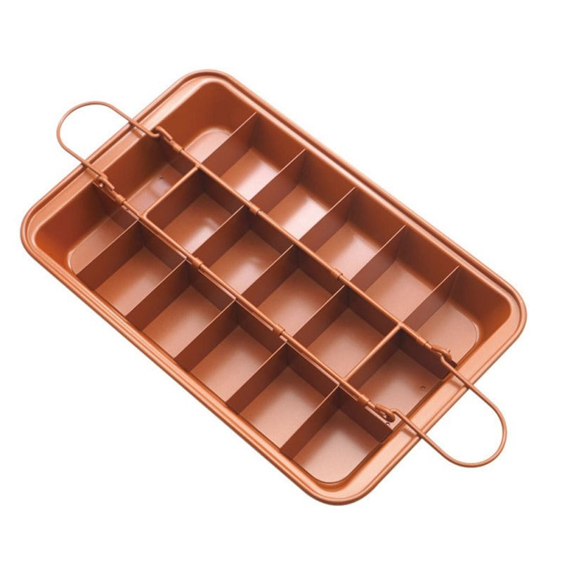 18 Pcs Brownie Baking Copper Non Stick Pan Set With Removable Base