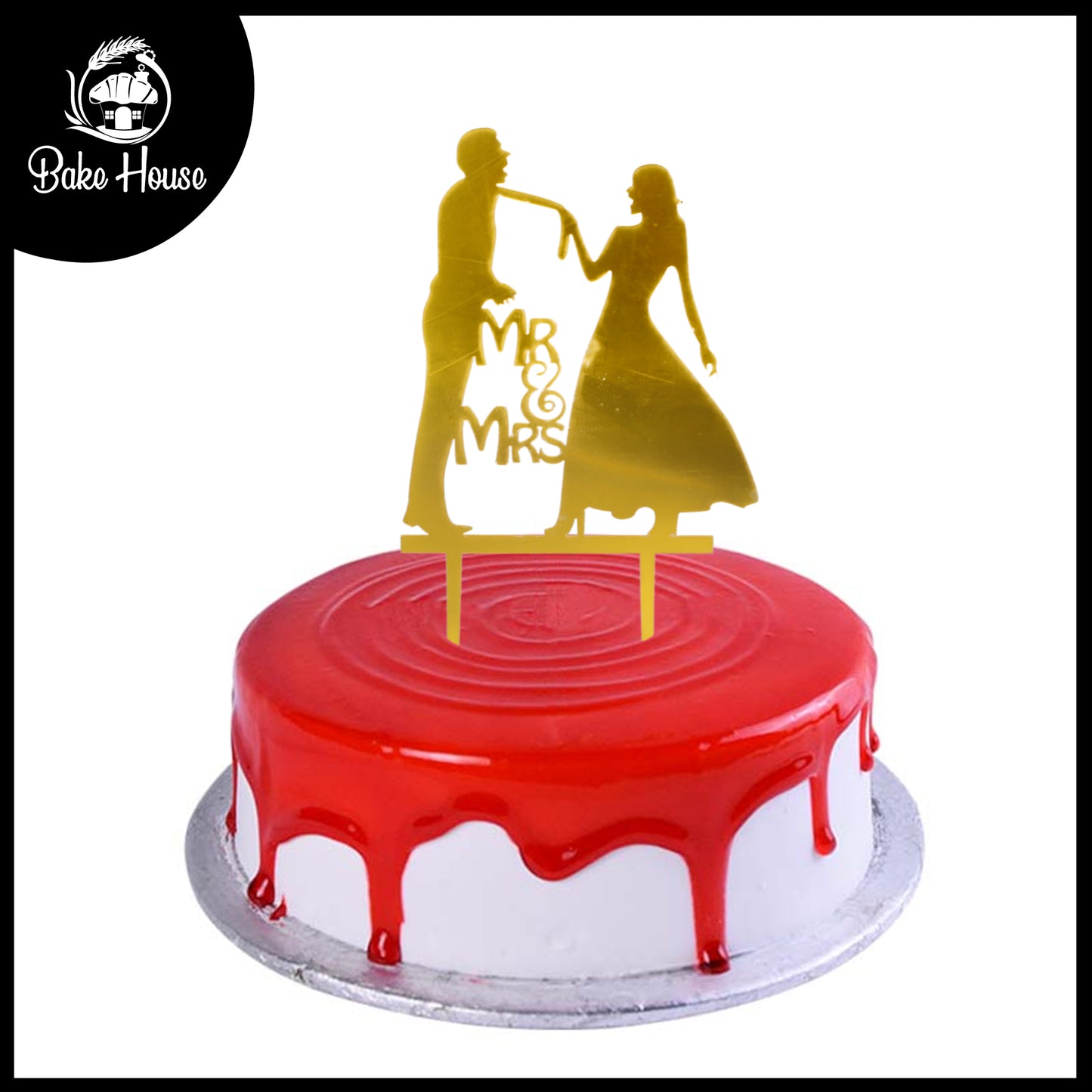 Mr & Mrs Dancing Couple Cake Topper Golden