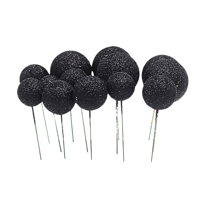 Glitter Black Ball Cake Topper 20Pcs Set
