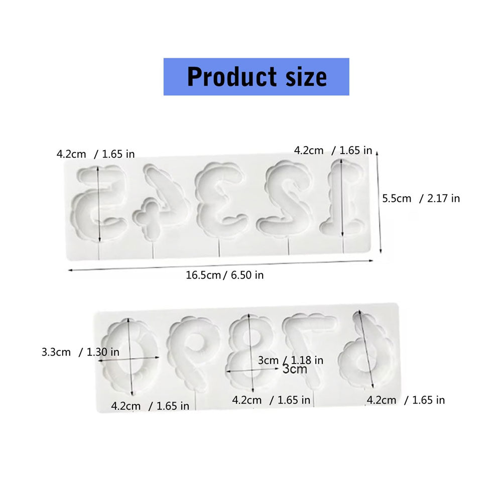 0 to 9 Design Numbers Lollipop Mold 2Pcs Set