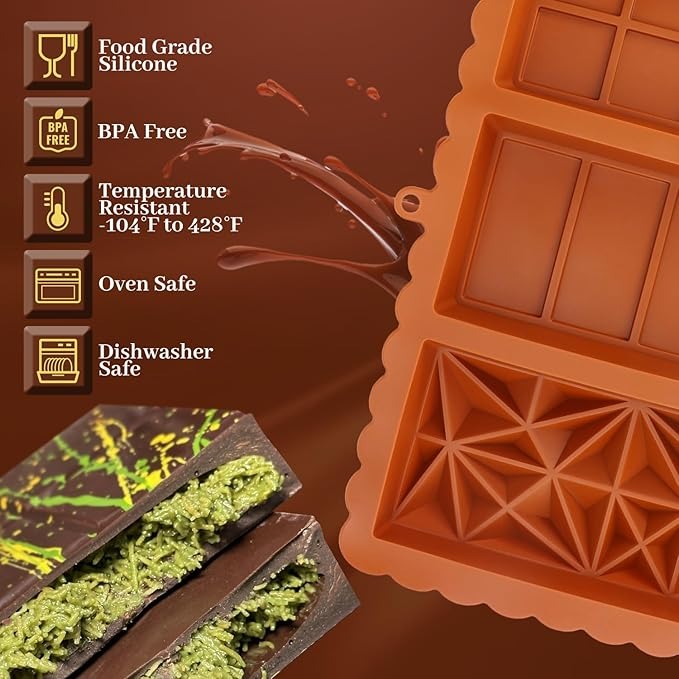 3 Design Silicone Kunafa And Chocolate Bar Mold