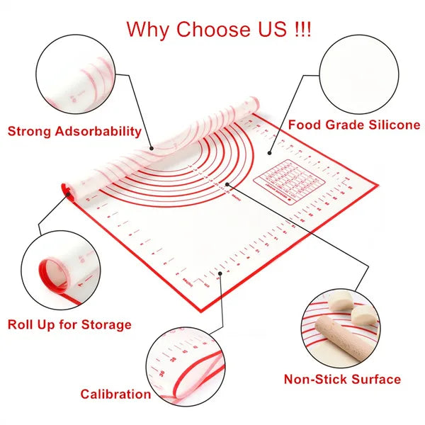 Silicone Fondant Rolling Mat With Measurements Of 60 x 40cm