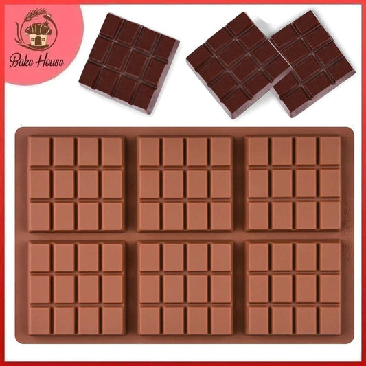 6 Cavity Grid Shape Silicone Chocolate Block Mold