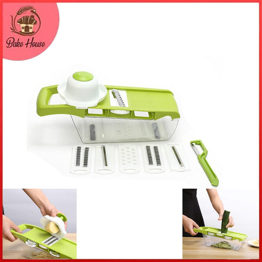 6 Interchangeable Blades Manual Vegetable Slicer & Shredder With Peeler
