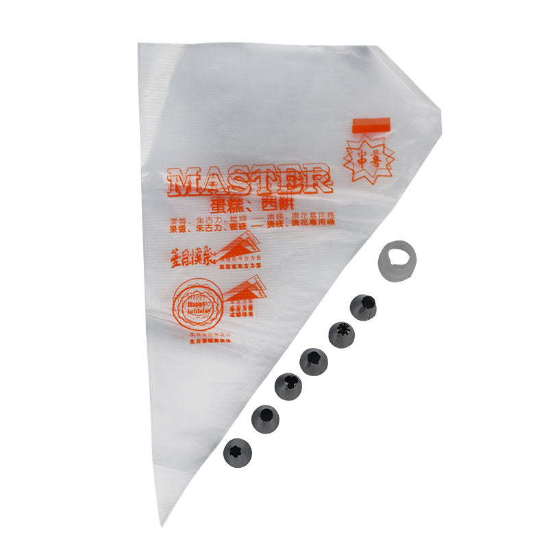 6 Nozzles with Coupler And 25 Pcs Disposable Piping Bags Pack