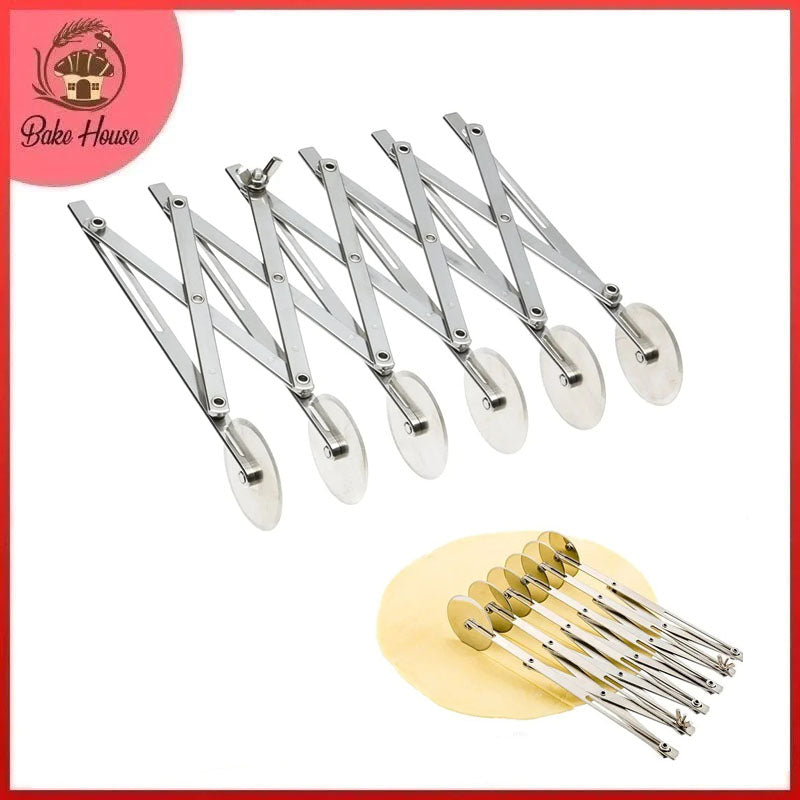 6 Wheel Expendable Dough Cutter Stainless Steel