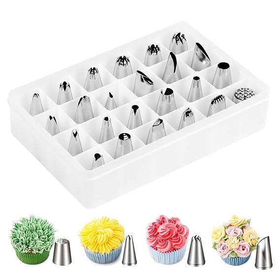 24Pcs Icing Nozzle Set Stainless Steel With Plastic Box