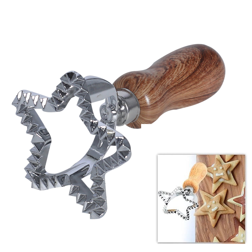 Star Dessert Pastry Dumpling Wrapper Mold with Wooden Handle