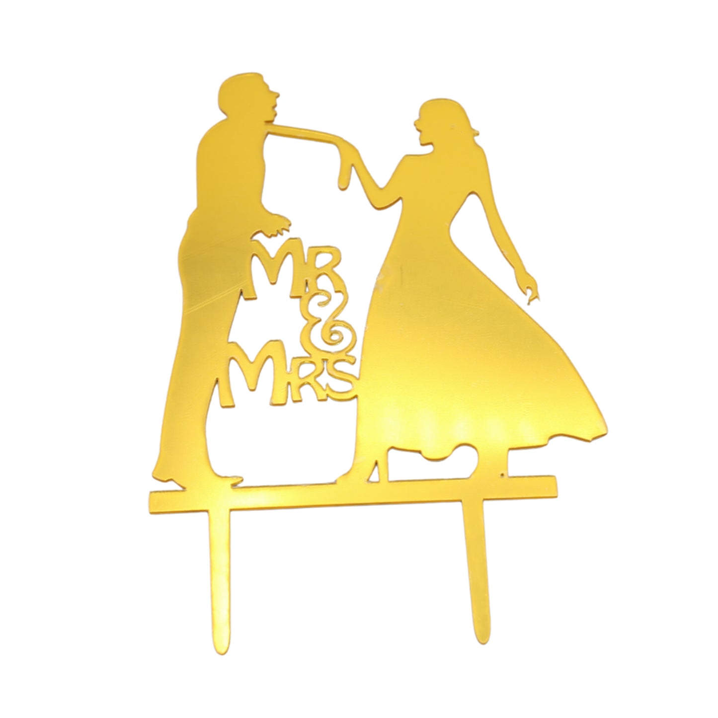 Mr & Mrs Dancing Couple Cake Topper Golden