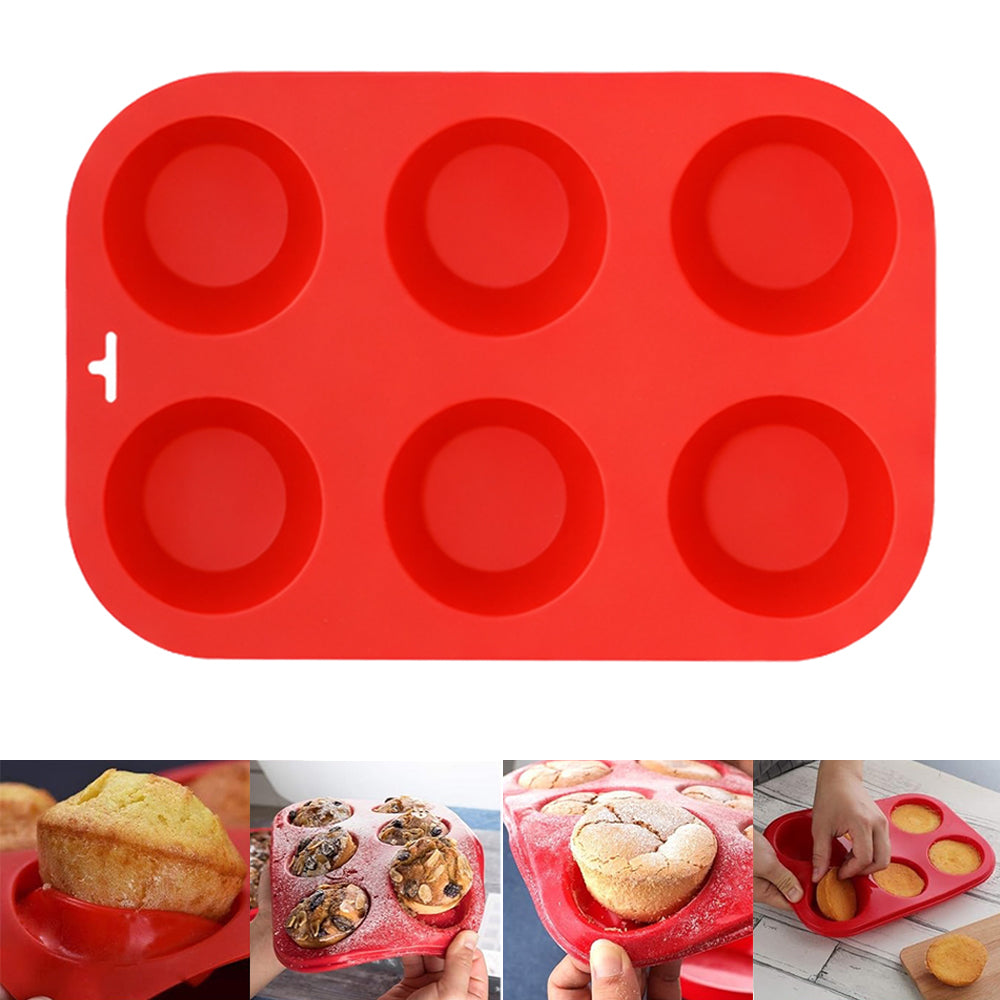 Round Shape Silicone Cupcake Baking Mold 6 Cavity