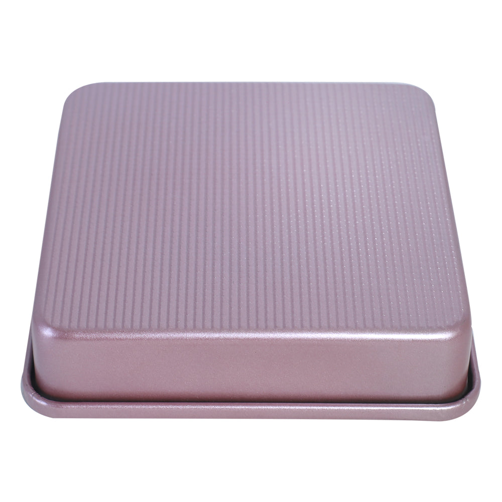 Non-Stick Square Baking Pan With A Textured Ribbed Surface 8Inch (Pink)