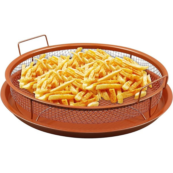 Home Oven Air Fryer Round 2Pcs Set (Copper)