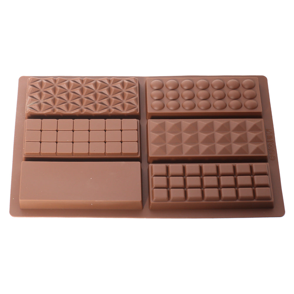 6 Design Rectangle Chocolate Bar Mold Silicone 6 Cavity
