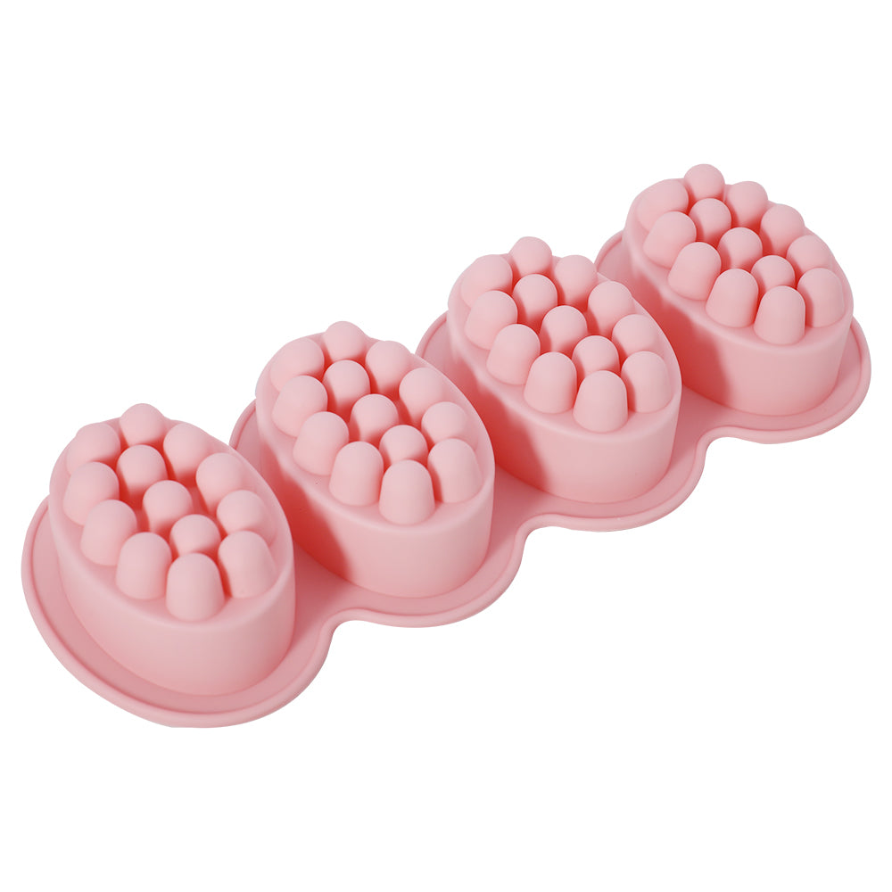 Oval Shape Silicone Massage Soap Mold 4 Cavity