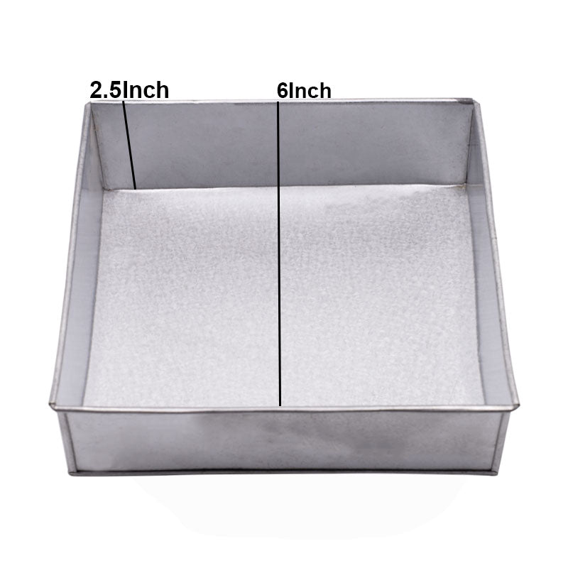 Square Cake Baking Mold Galvanized Steel 6 X 6 Inch