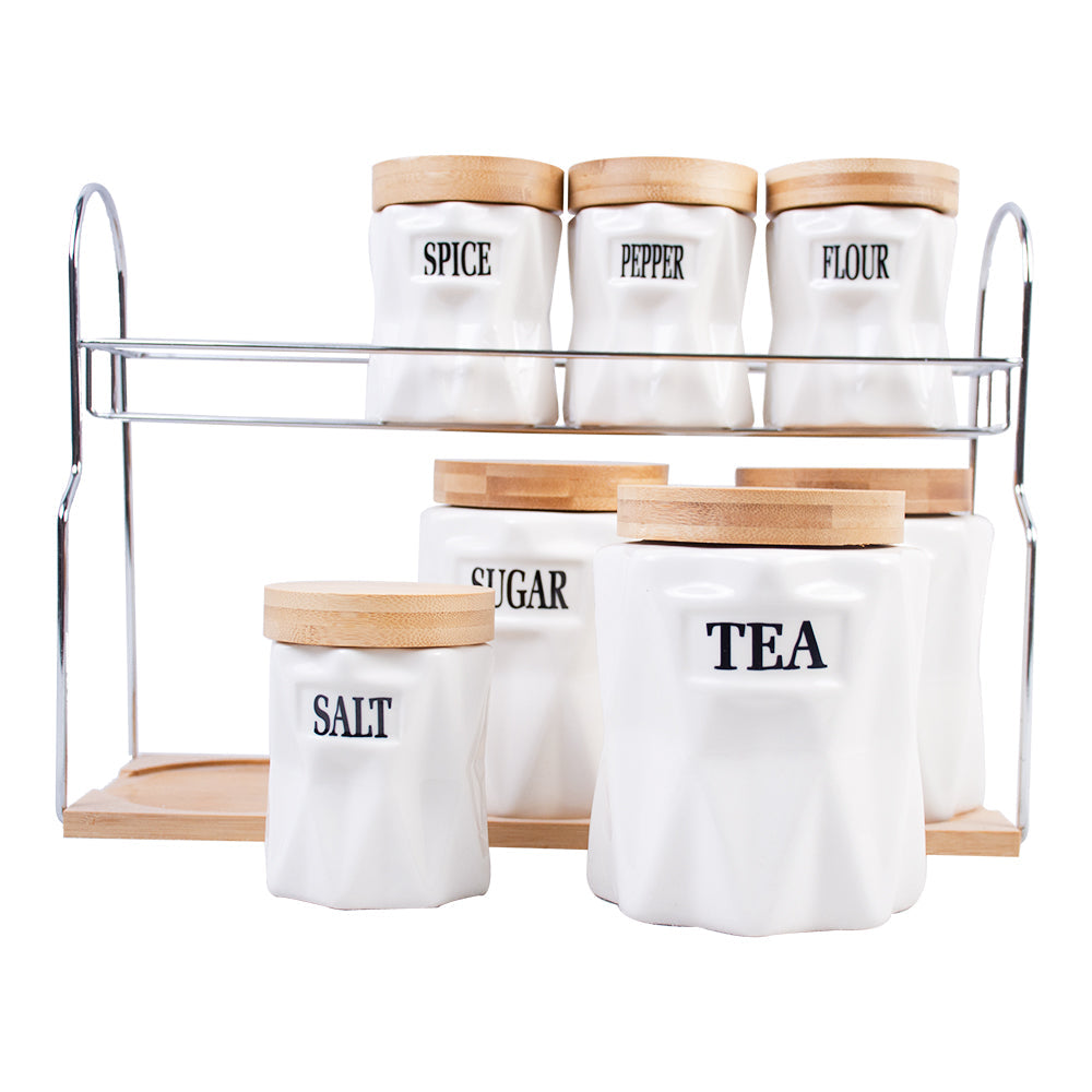 7 Pcs Canisters Set With Rack