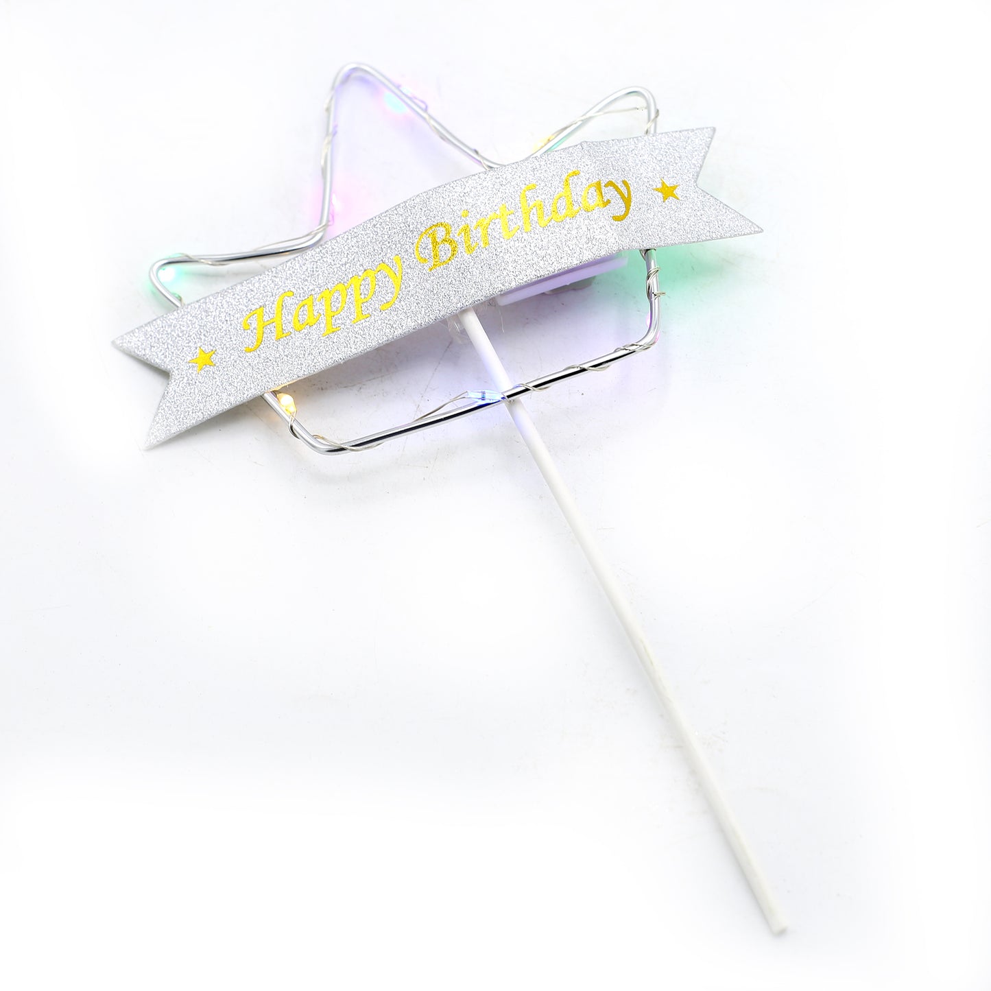 Happy Birthday Crown Cake Topper Golden With Lights