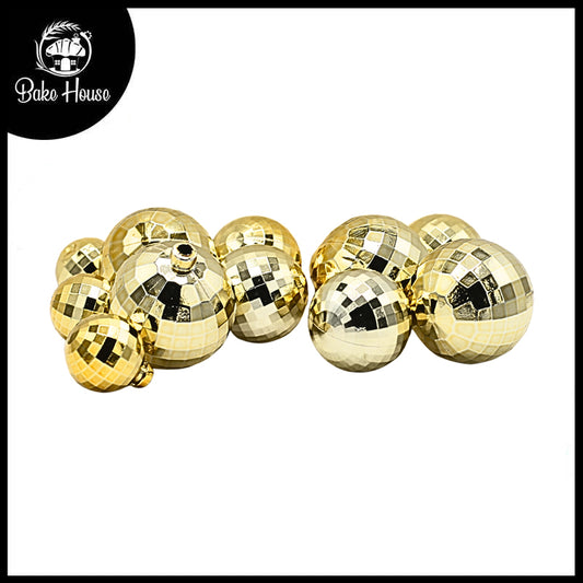 Artificial Vintage Golden Ball Cake Topper 12Pcs Set