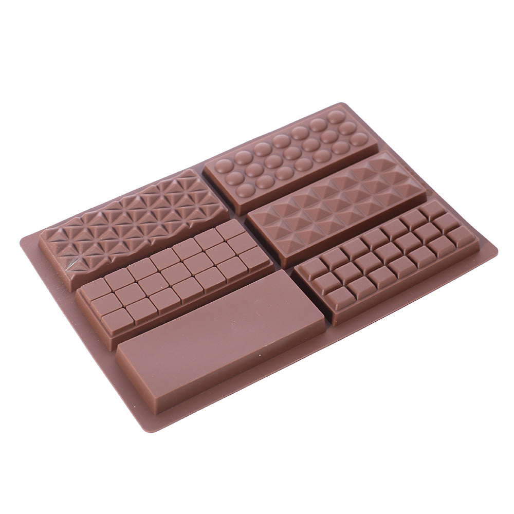 6 Design Rectangle Chocolate Bar Mold Silicone 6 Cavity