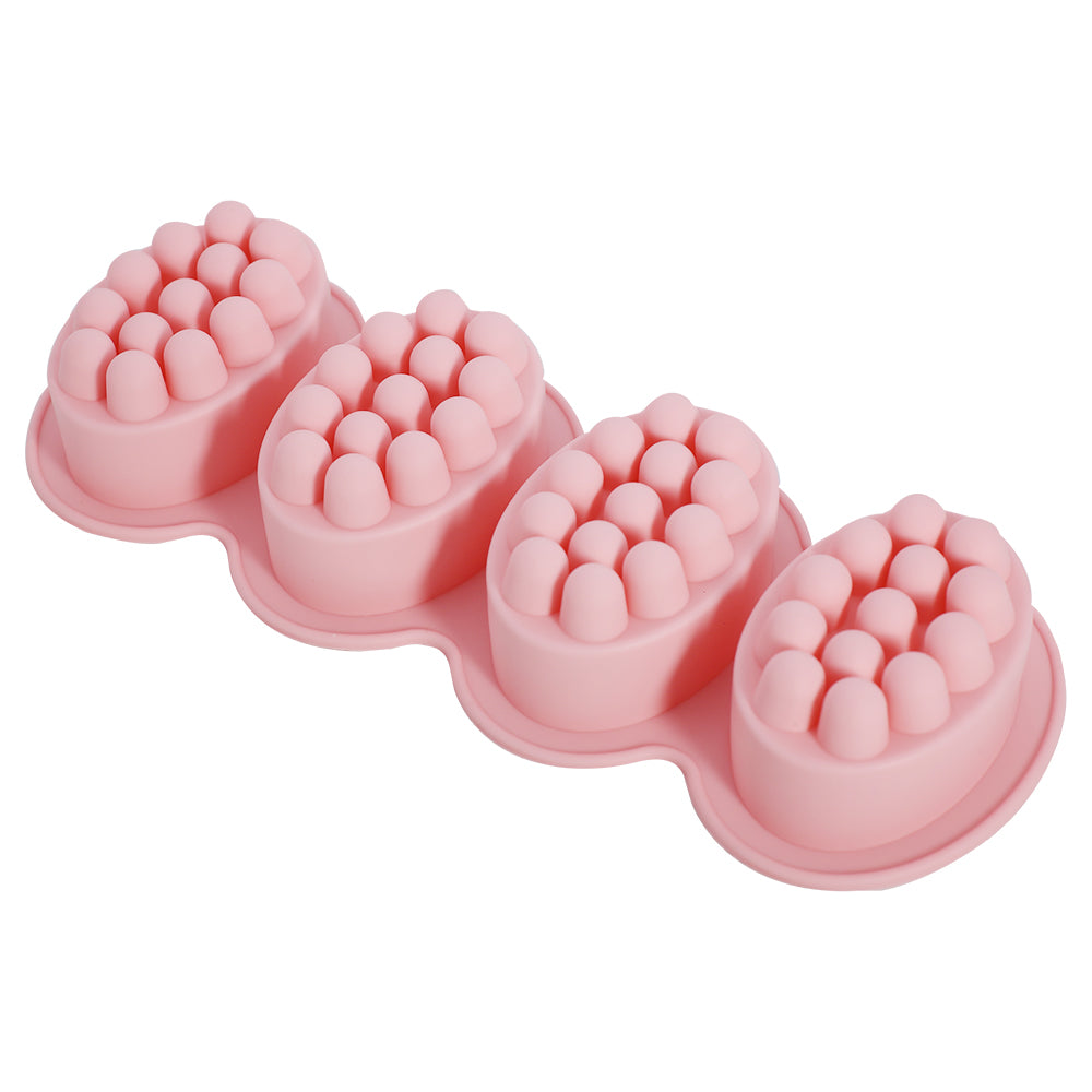 Oval Shape Silicone Massage Soap Mold 4 Cavity
