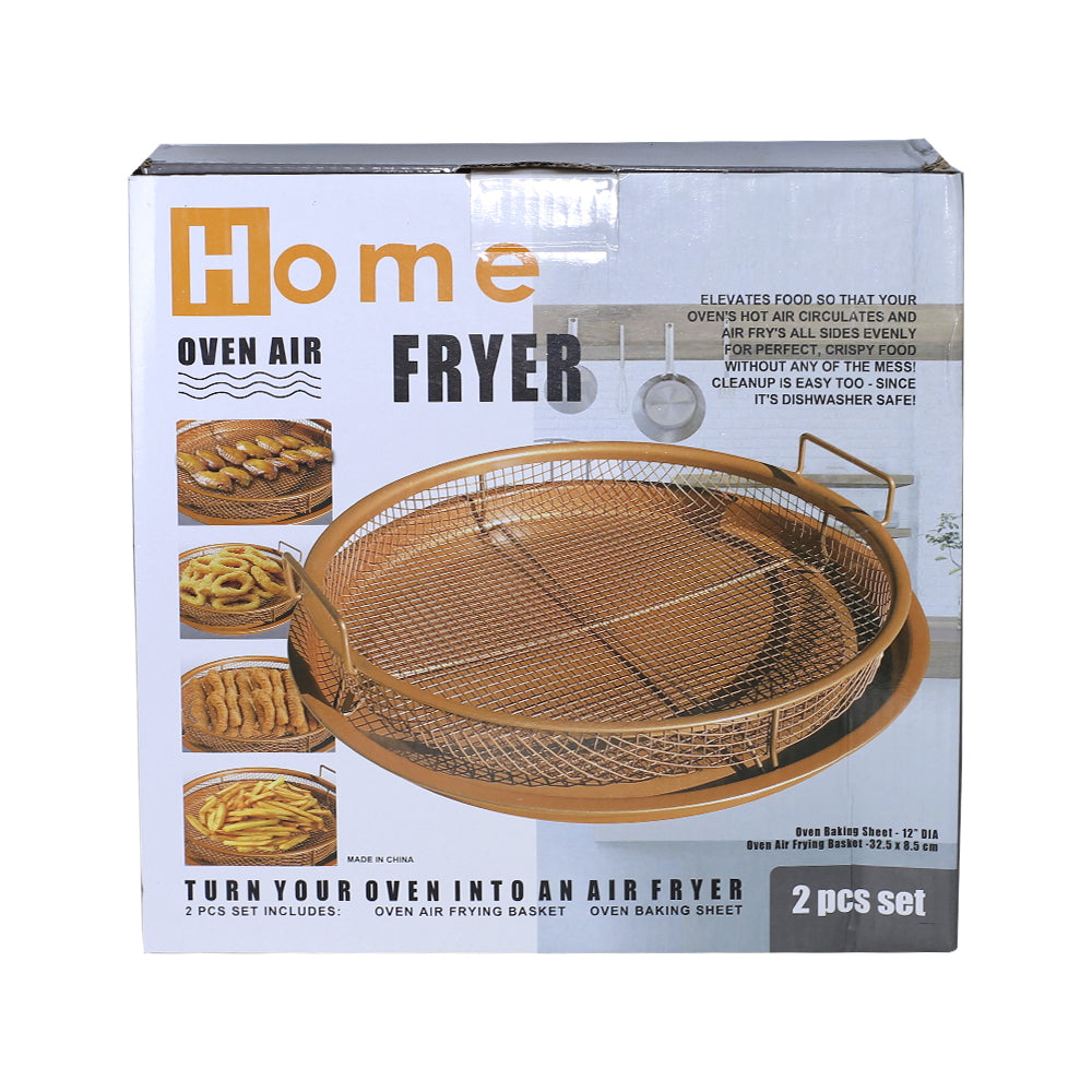 Home Oven Air Fryer Round 2Pcs Set (Copper)