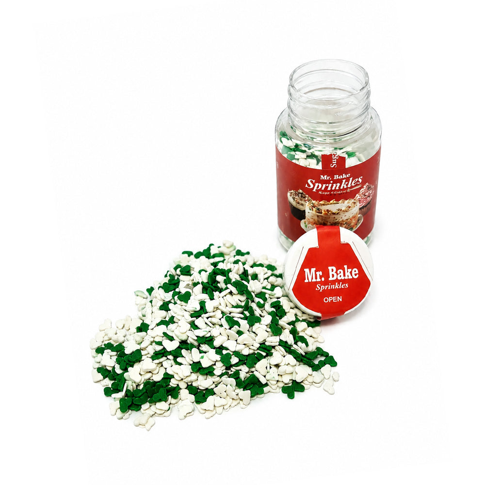 MR Bake Green And White Heart Sprinkle - 90g Jar
