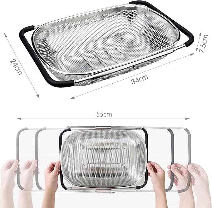 Stainless Steel Prestige Sink Colander With Extendable Handles