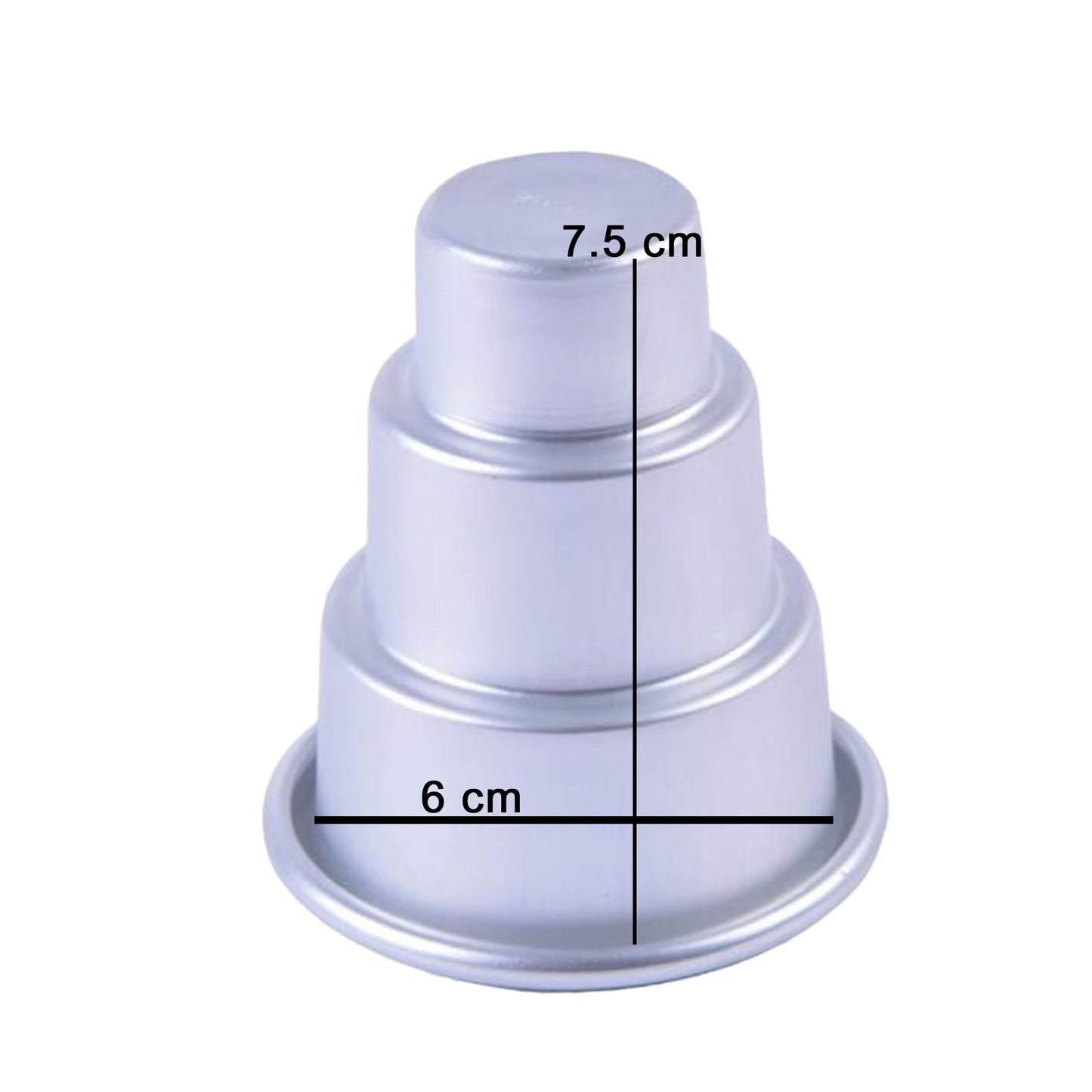 Mini 3 Tier Cake Shape Baking Mold Aluminium Medium 7.5cm