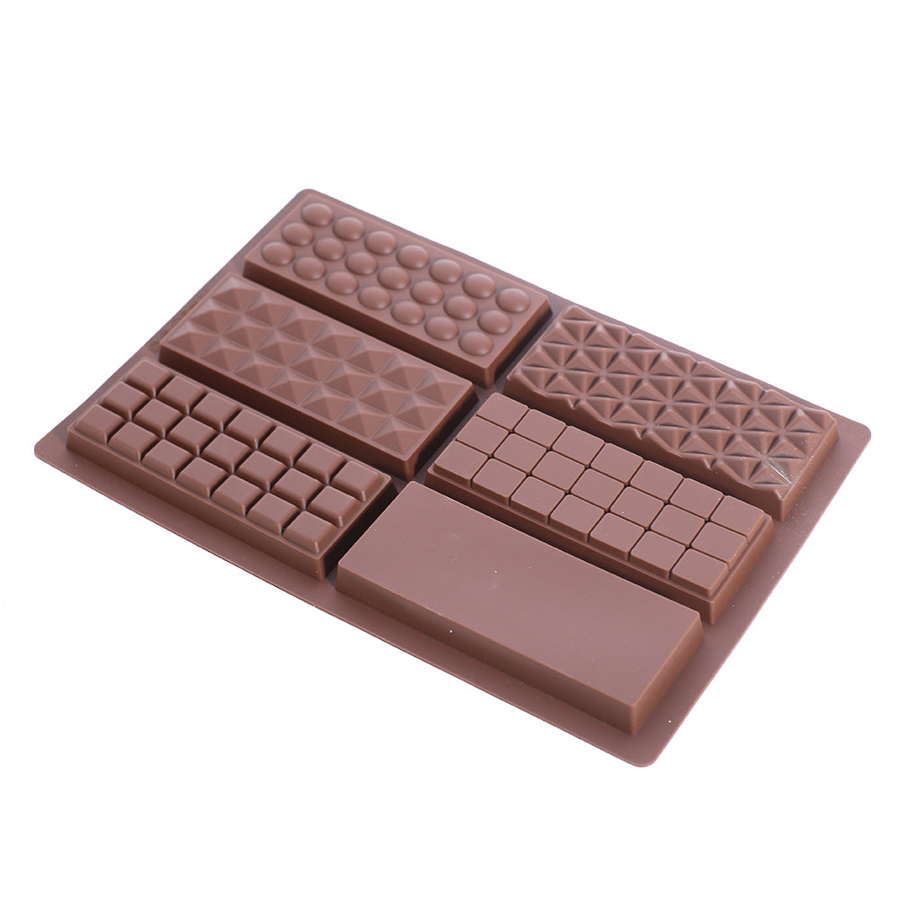 6 Design Rectangle Chocolate Bar Mold Silicone 6 Cavity