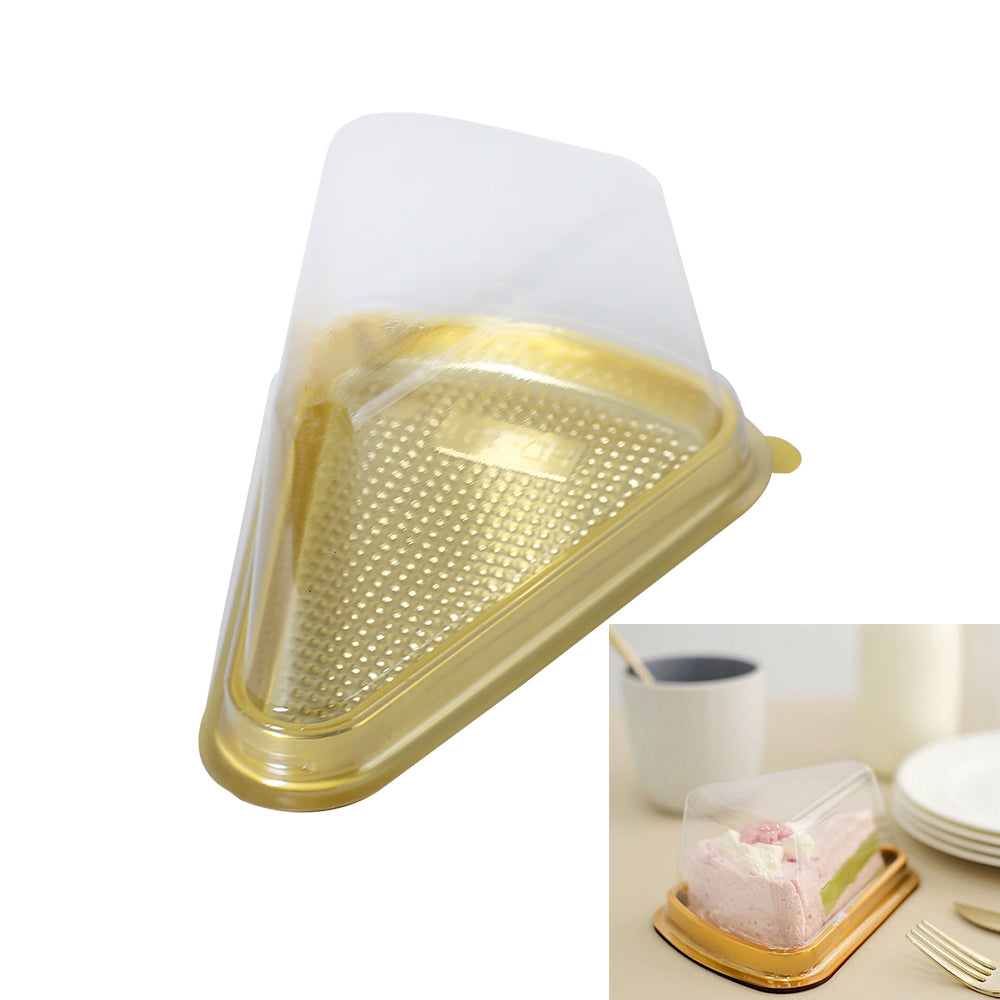 Golden Disposable Triangle Serving Cake Slice Box 5pcs Set (A05)