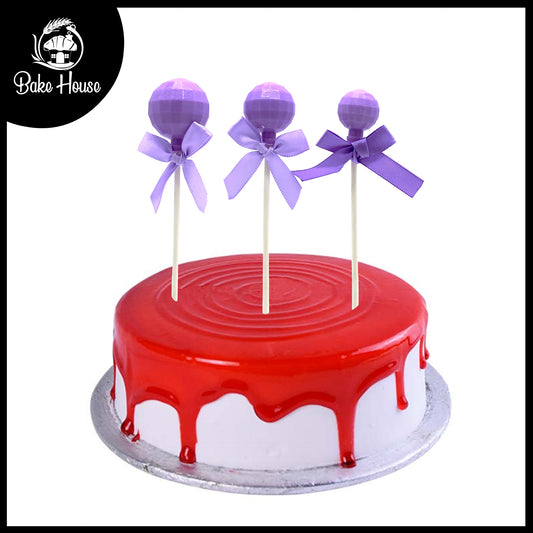 Lollipop Style Cake Toppers Purple 3Pcs Set