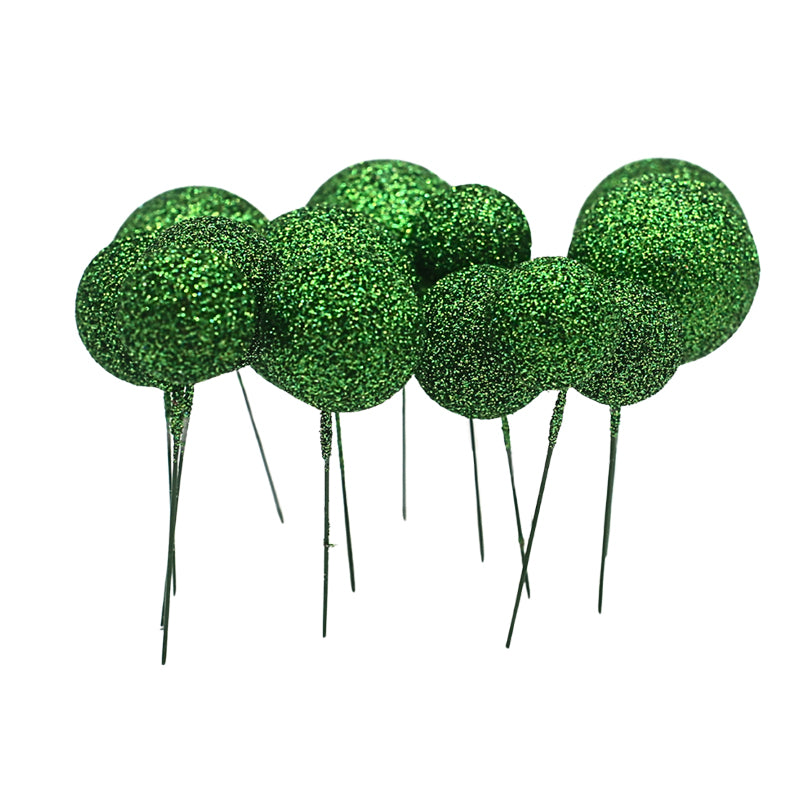 Glitter Green Ball Cake Topper 20Pcs Set