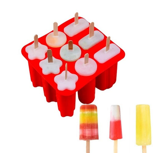 9 Cavity 3 Different Designs Silicone Ice Cream Popsicle Mold