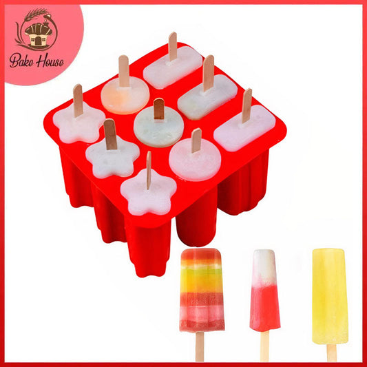 9 Cavity 3 Different Designs Silicone Ice Cream Popsicle Mold