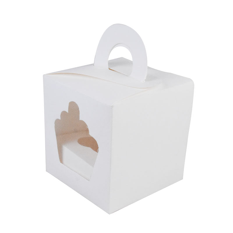 1 Cavity Single Cupcake Box With Front Window And Handle
