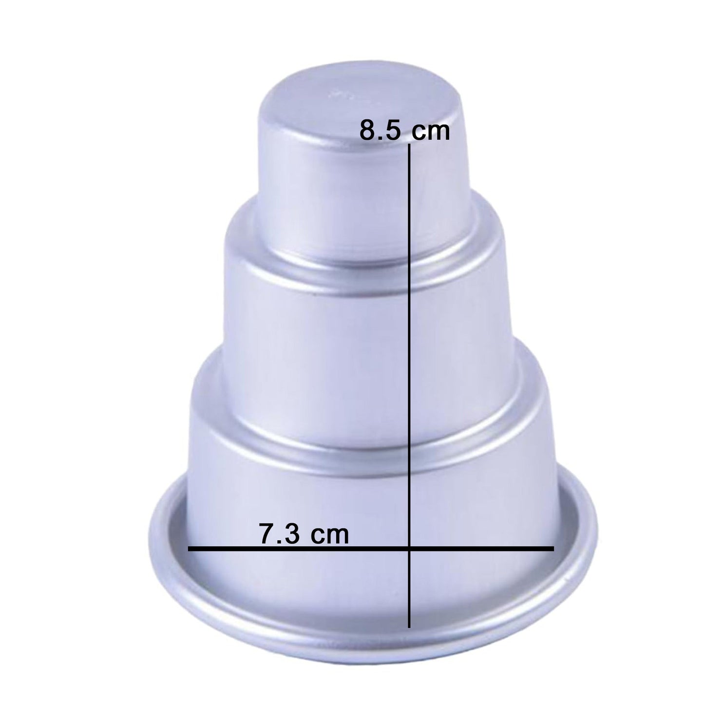 Mini 3 Tier Cake Shape Baking Mold Aluminium Large 8.5cm