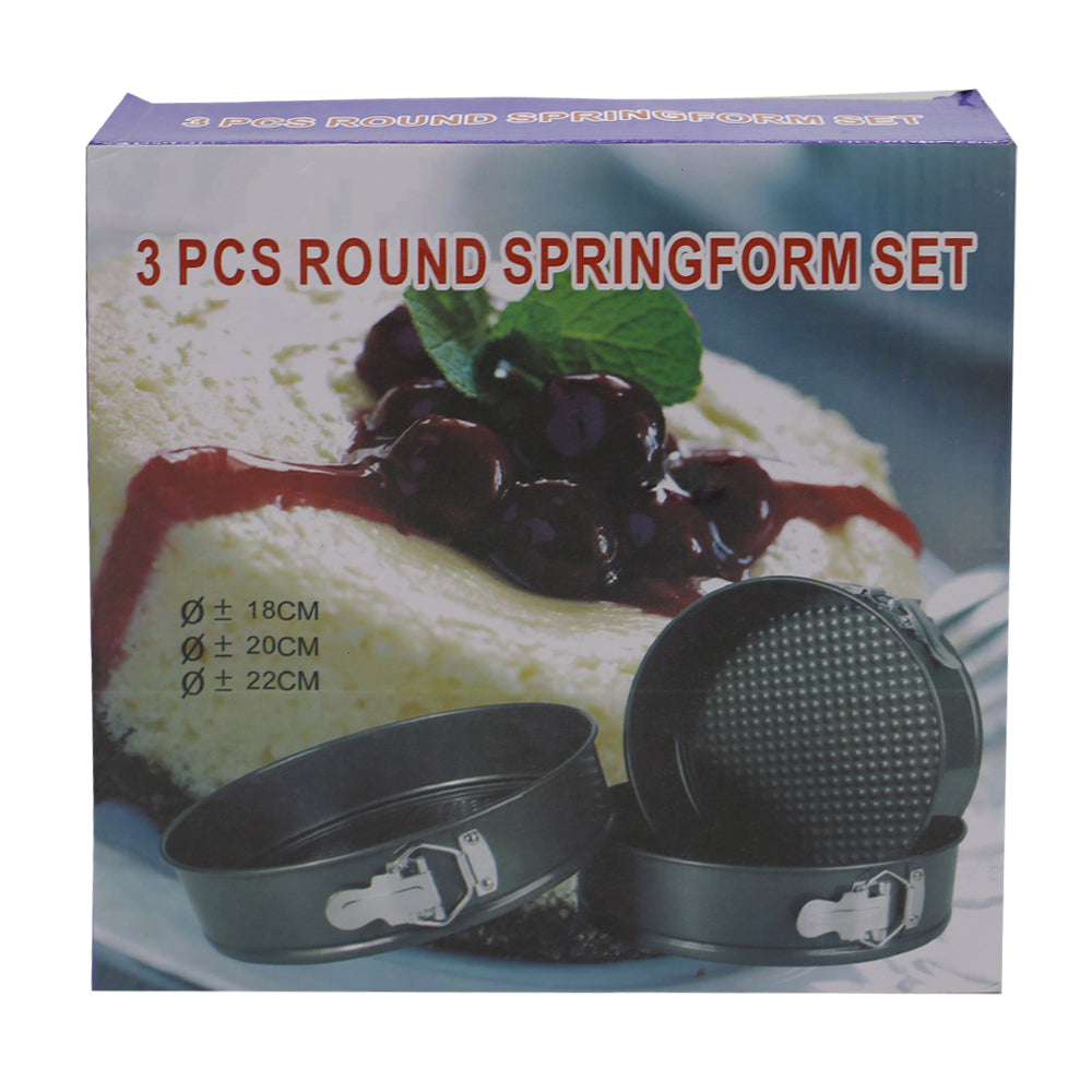 Round Springform Non-Stick Removeable Base Pan 3Pcs Set